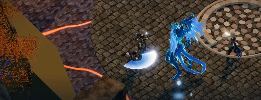 ปาร์ตี้ตัวละครสี่คนต่อสู้กับบอส Astral Sovereign