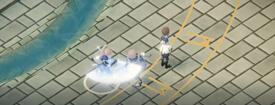 ผู้เล่นสองคนเข้าระยะต่อสู้ในการดวล PvP